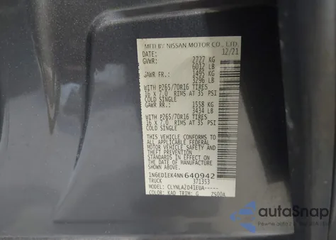 2022 Nissan Frontier S 4X4 из США, поврежденный, VIN 1N6ED1EK4NN640942